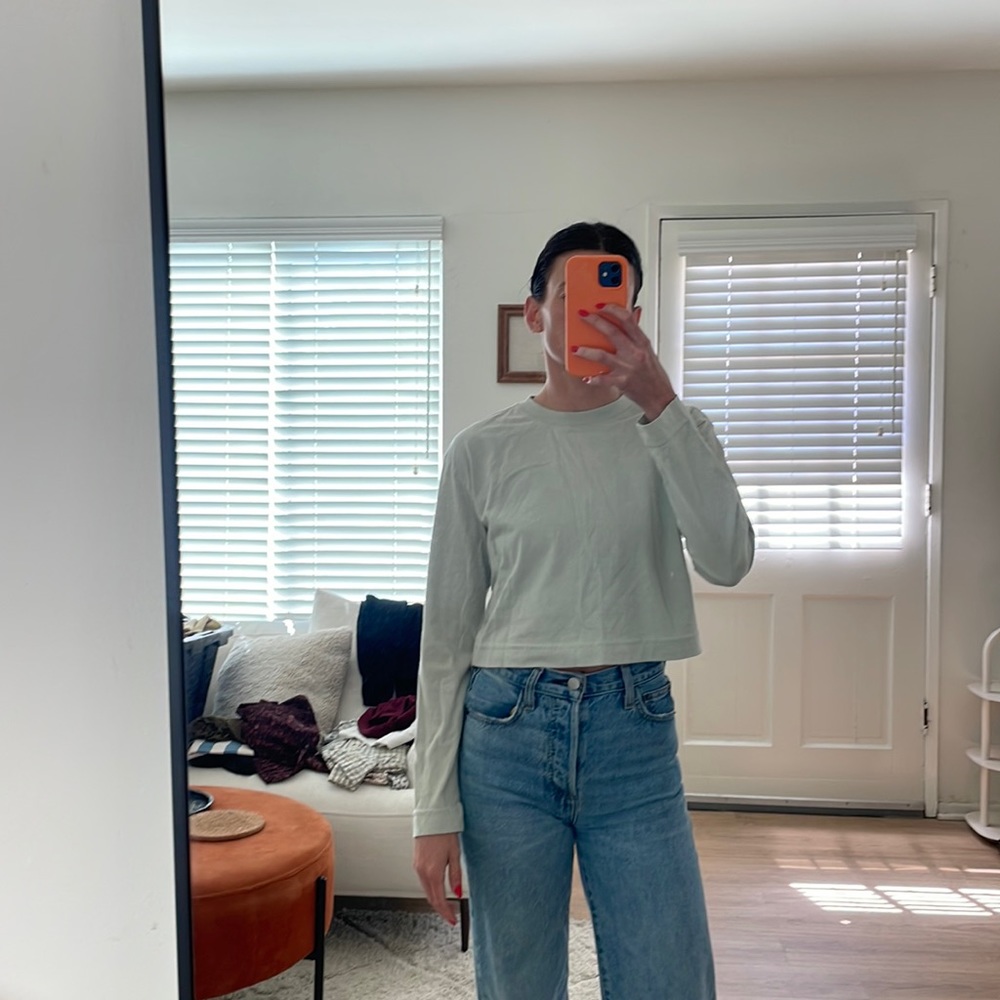 everlane Boxy Crop Long Sleeve XXS